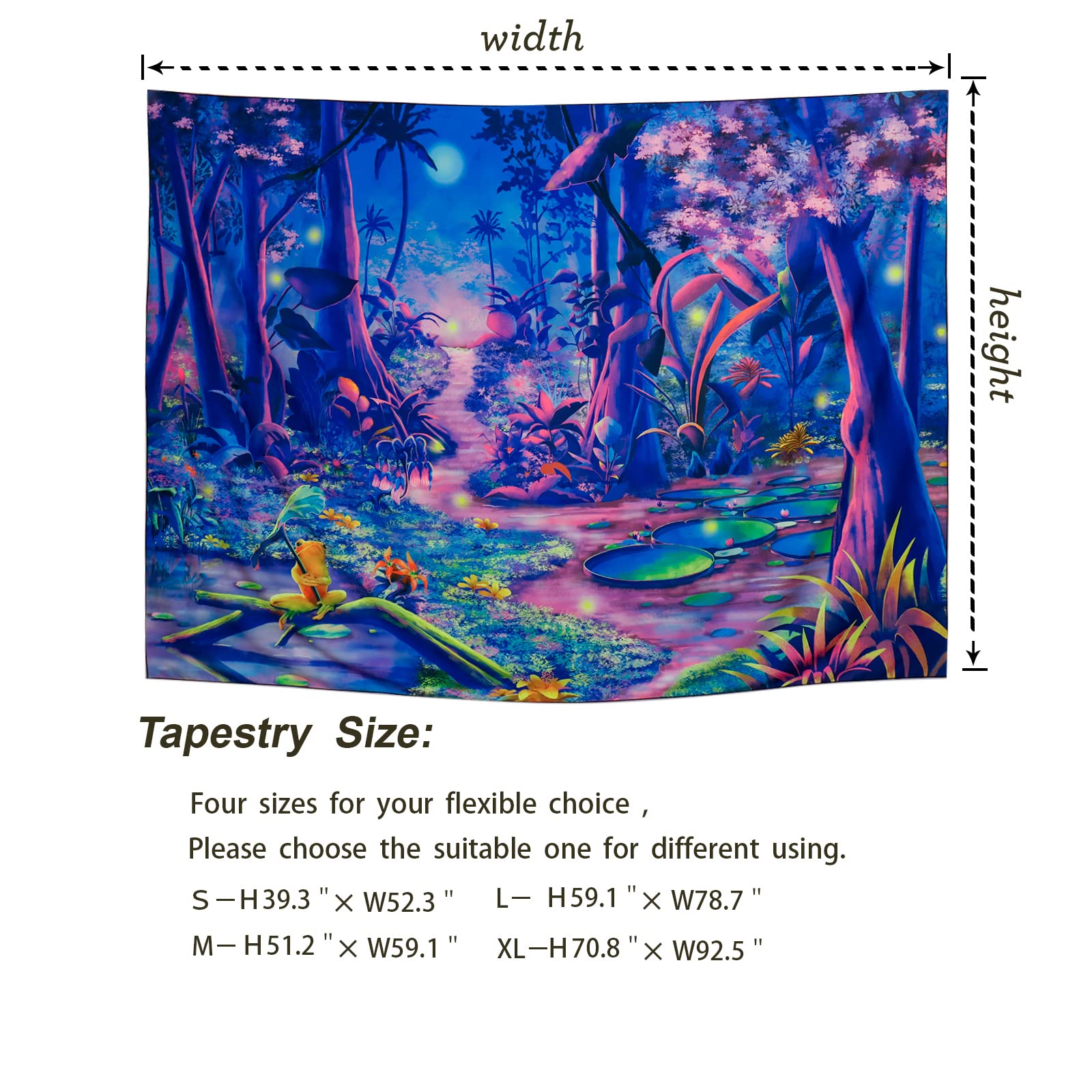 Amazon.co.jp: ブラックライトファンタジーフォレストタペストリー