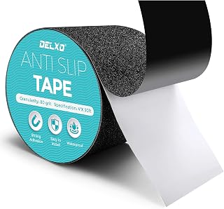 Delxo Non-Slip Traction Tapes, 4 inch x 30 Foot Anti Slip Grip Tape for Indoor or Outdoor Anti Slip Traction Tape,Best Grip, Friction, Abrasive Adhesive for Stairs, Black Grip Tape for Steps Outdoor
