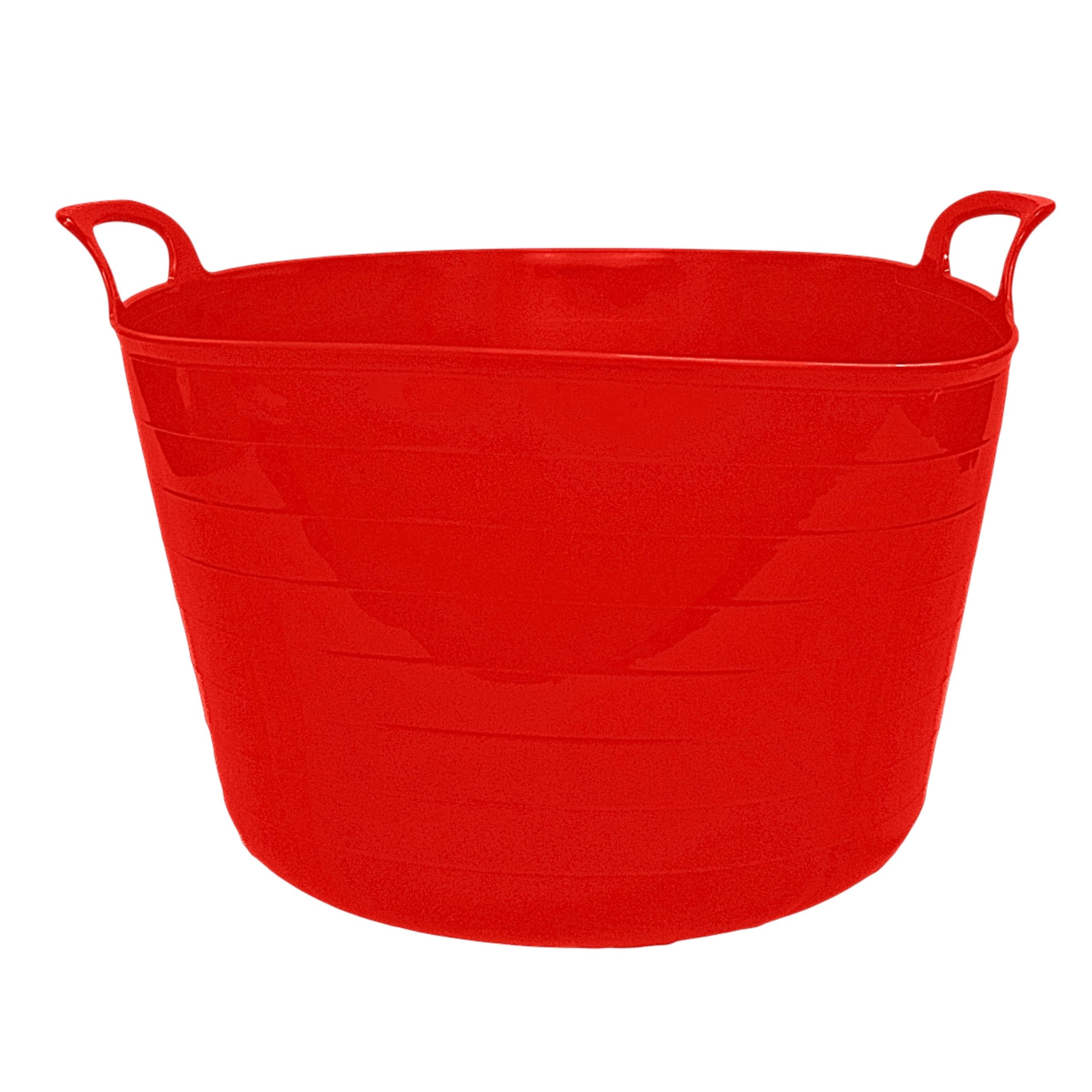Neat. 75L Flexi Tubs - Versatile Large Garden Tubs with Handles, Handy Builders Heavy Duty, Bath & Flexi Bucket, Durable Bucket for Home & Garden (Red - Pack of 4)