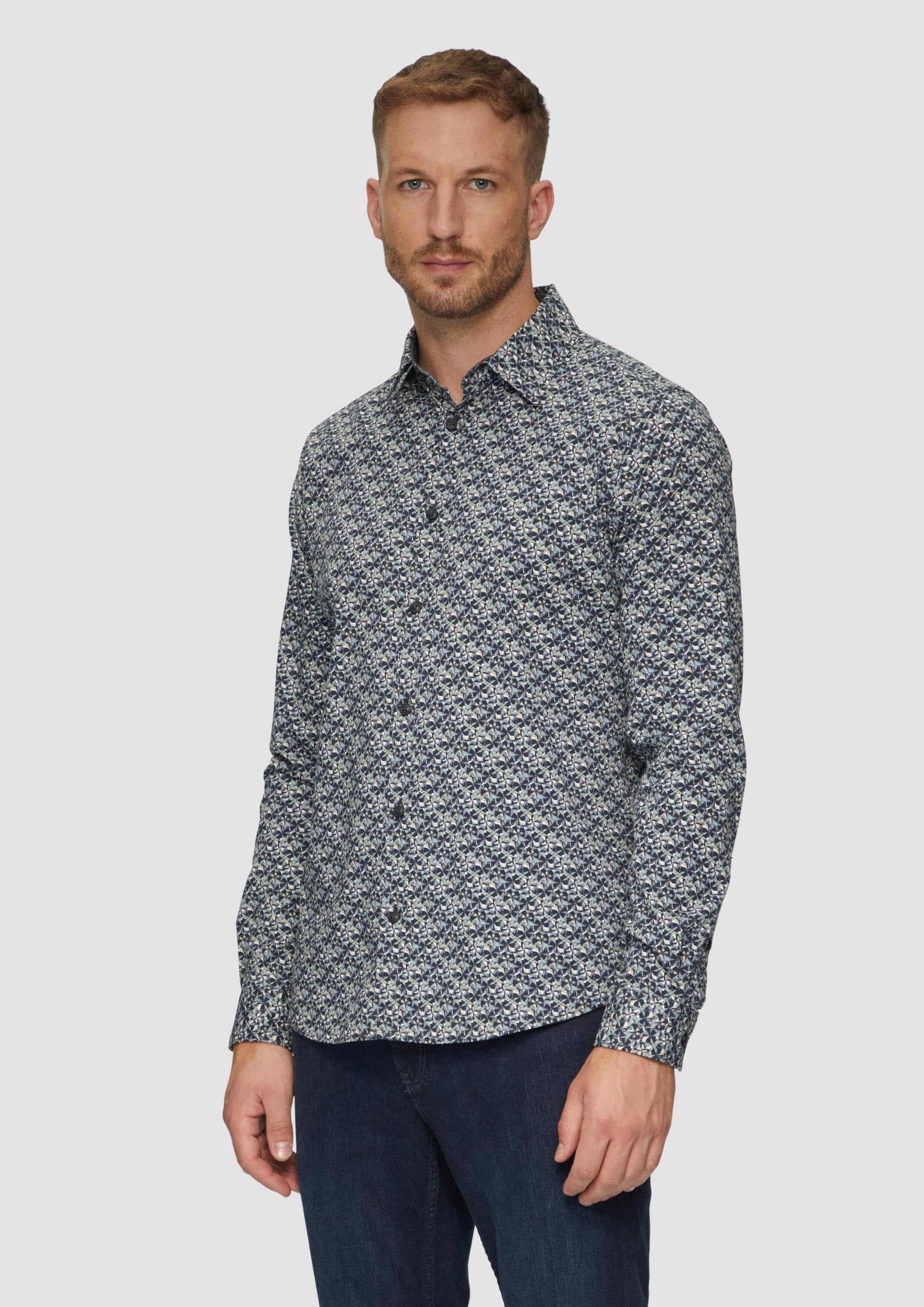 s.Oliver Slim Fit: Popeline-Hemd mit All-over-Print