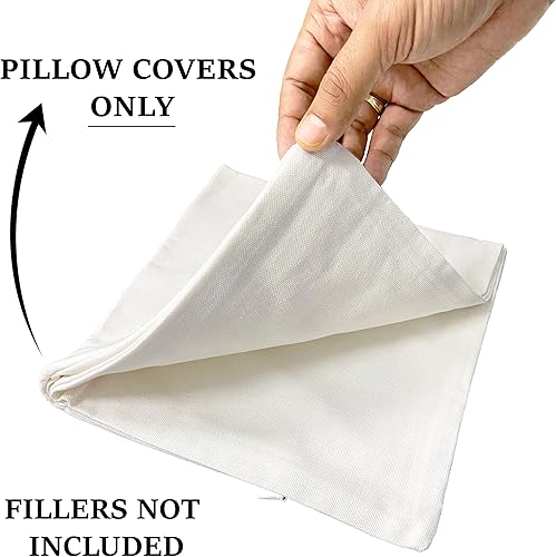 Vista 3 de RELY+ Juego de 2 fundas de almohada de algodón blancas de 18 x 18 pulgadas, fundas cuadradas con cremallera para sofá, sala de estar, fundas Blanco