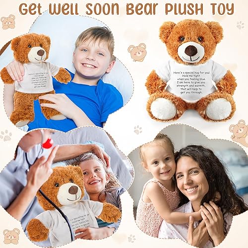 Miniatura 7 de Lenwen Un regalo de abrazo de oso, regalo de oso de peluche con texto en inglés Get Well Soon, oso de peluche, abrazo pensando en ti, regalo de