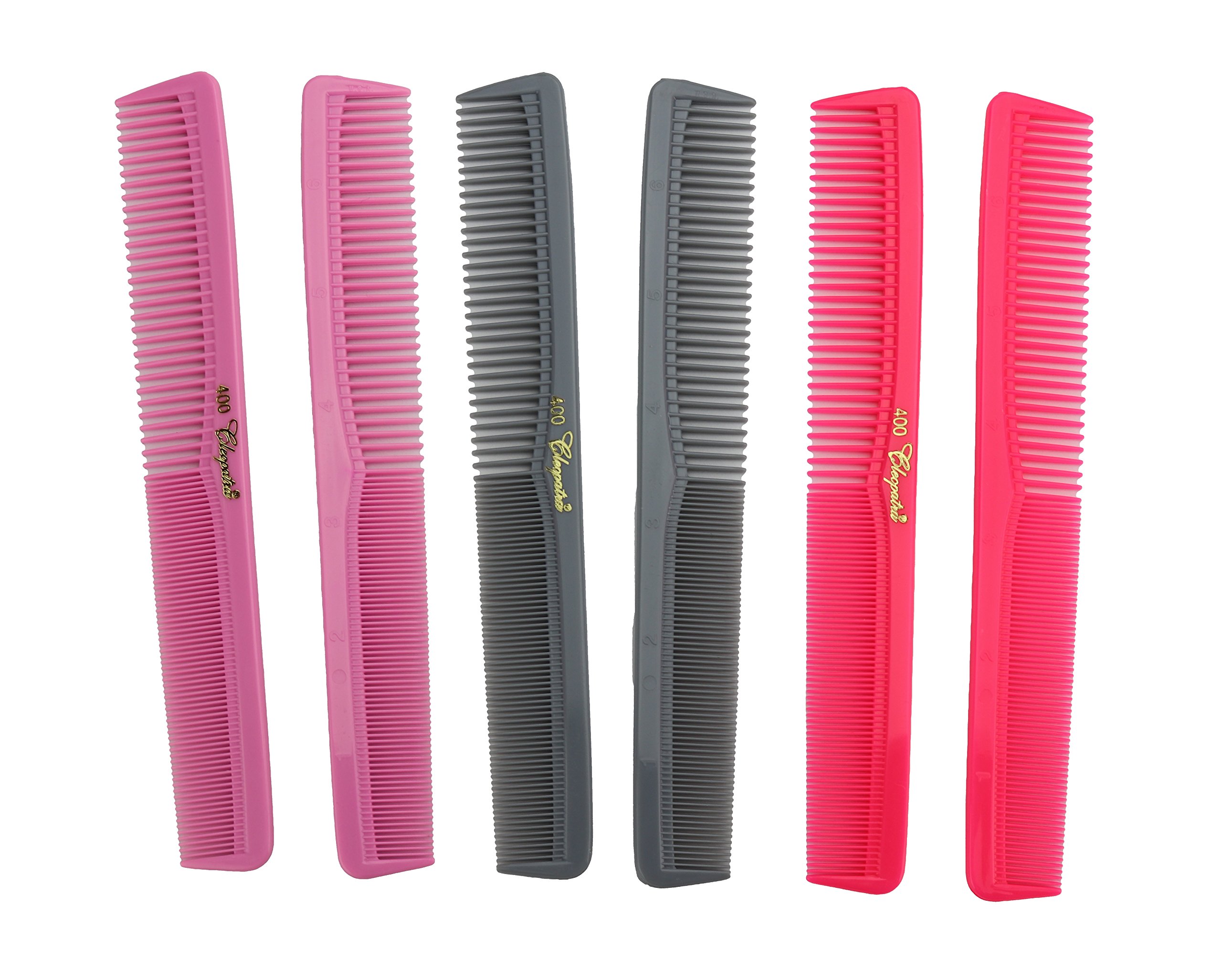 KrestCleopatra 7in All Purpose Barber Cutting Comb - Deep Pink, Pack of 6