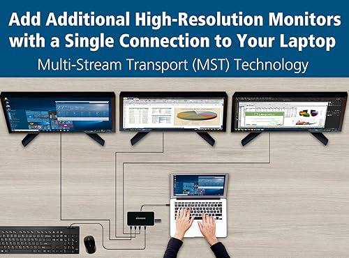 Miniatura 6 de Diamond Multimedia Diamond USB-C 4K - Base de transporte multiflujo con pantalla triple, Mini DP, HDMI, VGA, USB 3.0x2, Gigabit Ethernet. Compatible