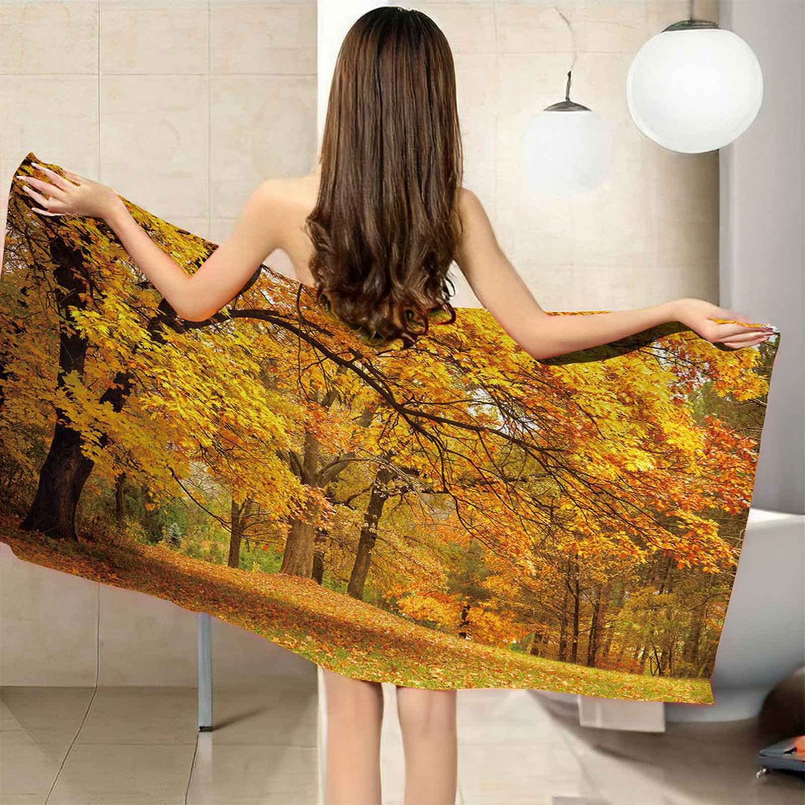 Telo Da Mare 3D Foresta Di Aceri Gialli Stampato Asciugamano Da Spiaggia 150x200cm Asciugamano Microfibra Grande Antisabbia Leggero Telo Mare Per Sport Piscina Viaggi In Famiglia Vacanze