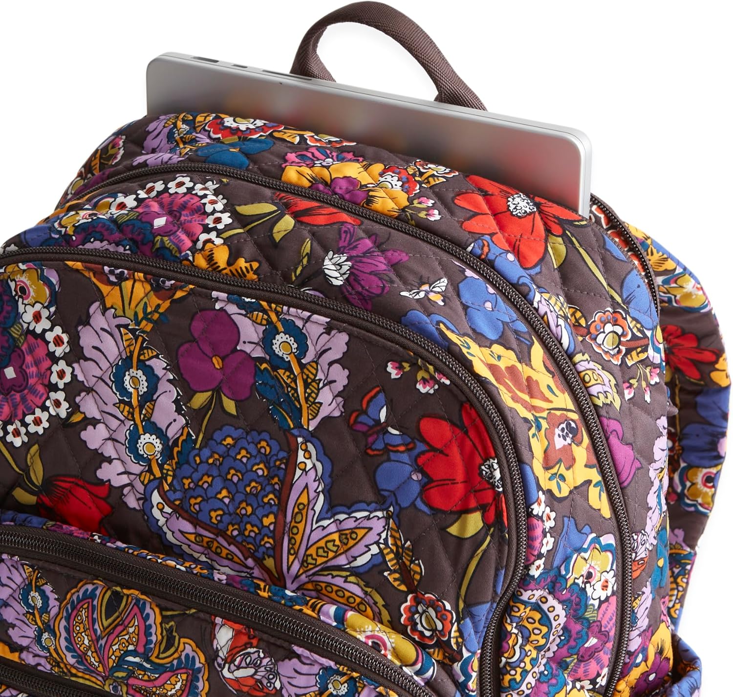 Vera Bradley Women's Premium Cotton Large Bancroft Backpack, Colorful Bouquet, One Size - Image 5