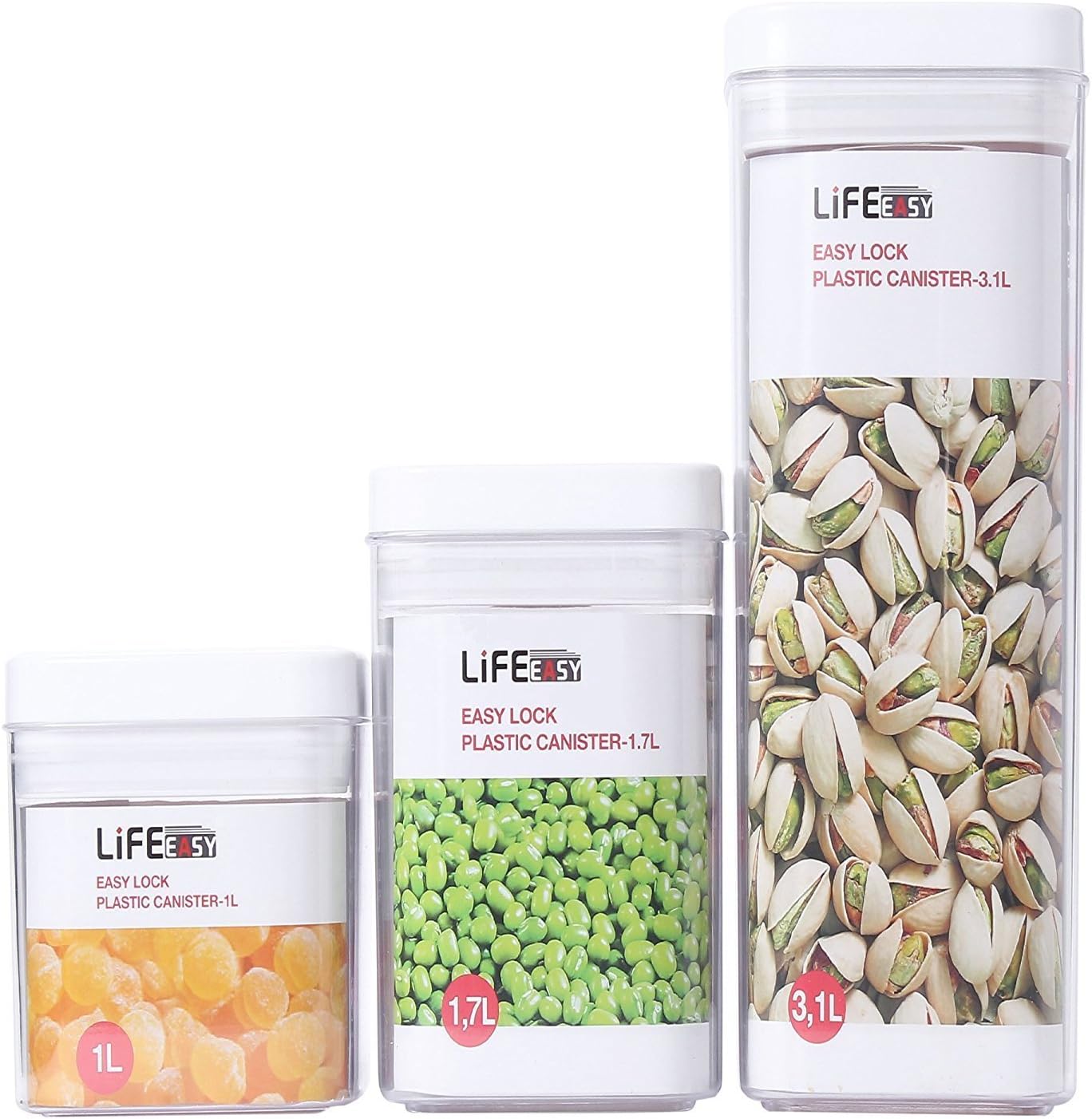 Lifeeasy 3 pieces good sealing 6.14-Quart Storage Container