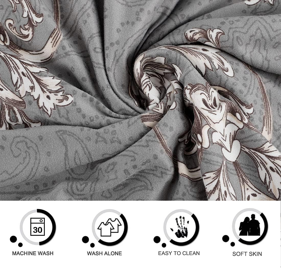 uxcell Printed Sofa Cover, Stretch Couch Covers, Spandex Fabric Sofa Slipcover, Furniture for 1 2 3 4 Cushion Couch with One Pillow Case Small Gray