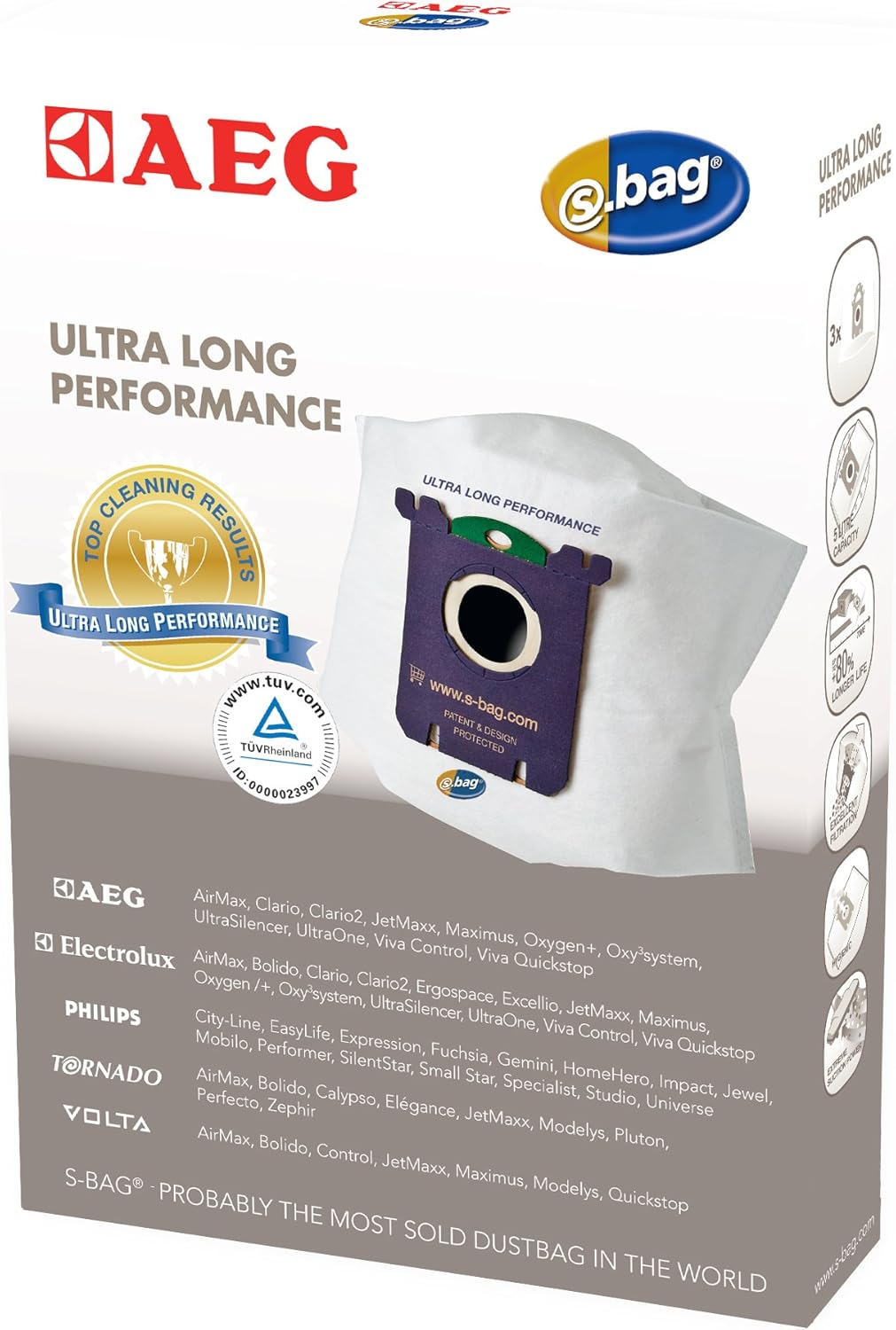 AEG GR210M s-bag Mega Pack for including AEG Nikita, UltraSilencer, 8 s-bag GR210 bag, 1 motor filter, 1 micro filter