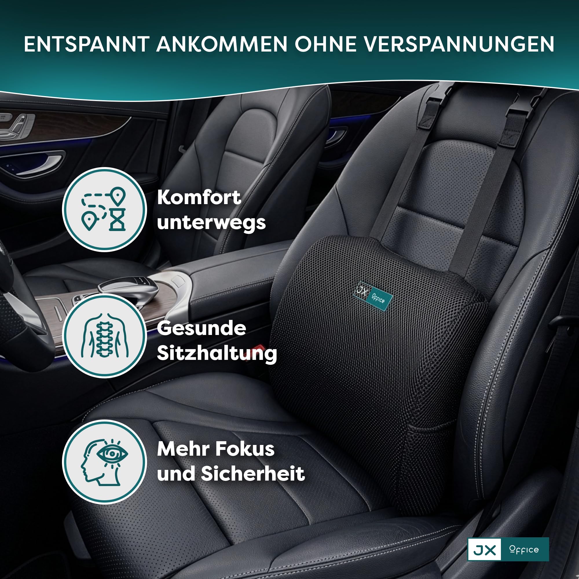 Coussin lombaire pour voiture - Soutien lombaire universel en mousse à mémoire de forme - Coussin lombaire ergonomique contre les maux de dos - Gadget de voyage (voiture )