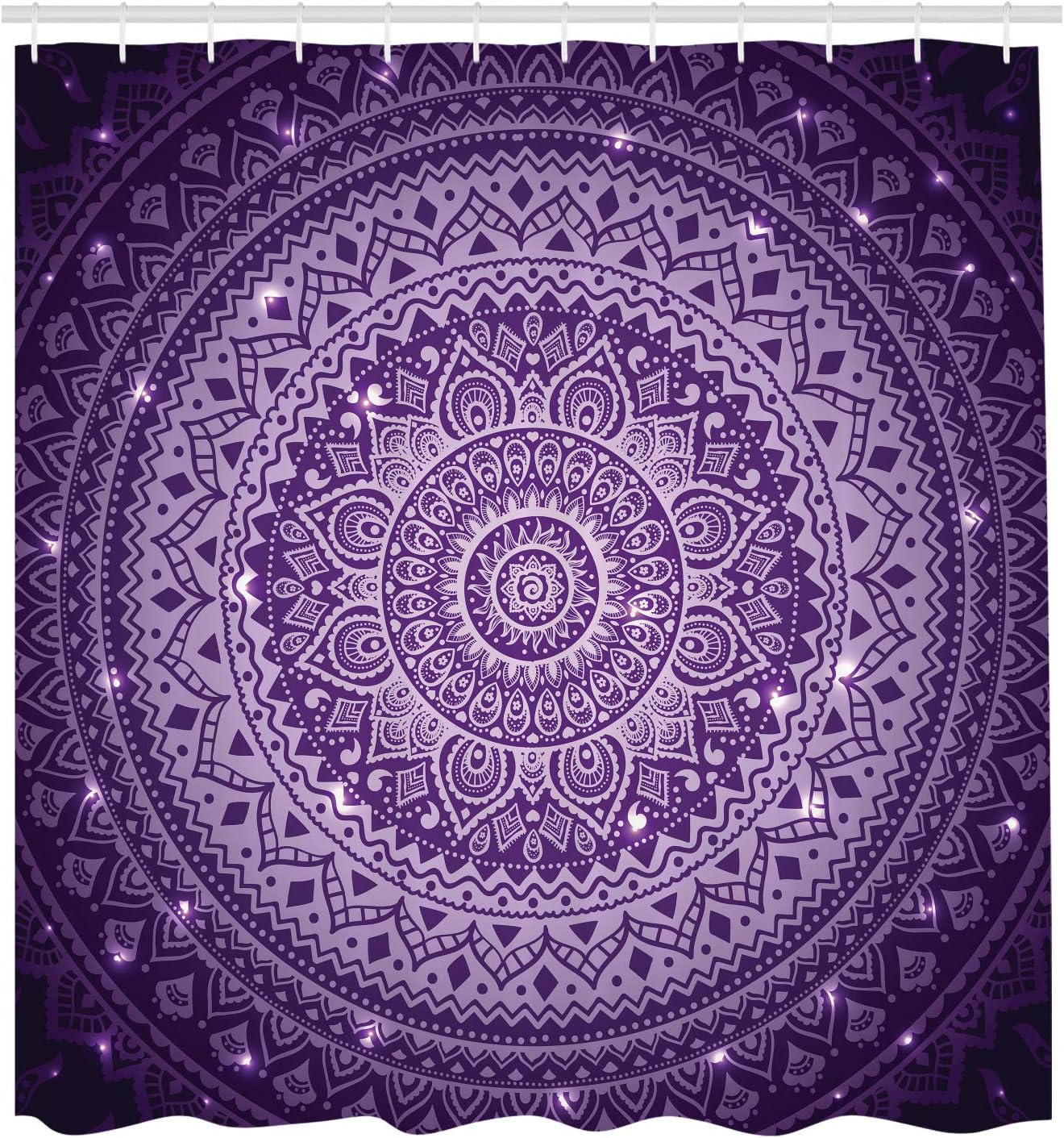 Ambesonne Mandala Shower Curtain, Mandala Pattern in Colors Antique Style Illustration Symmetrical Design, Cloth Fabric Bathroom Decor Set with Hooks, 69" W x 70" L, Pale Mauve