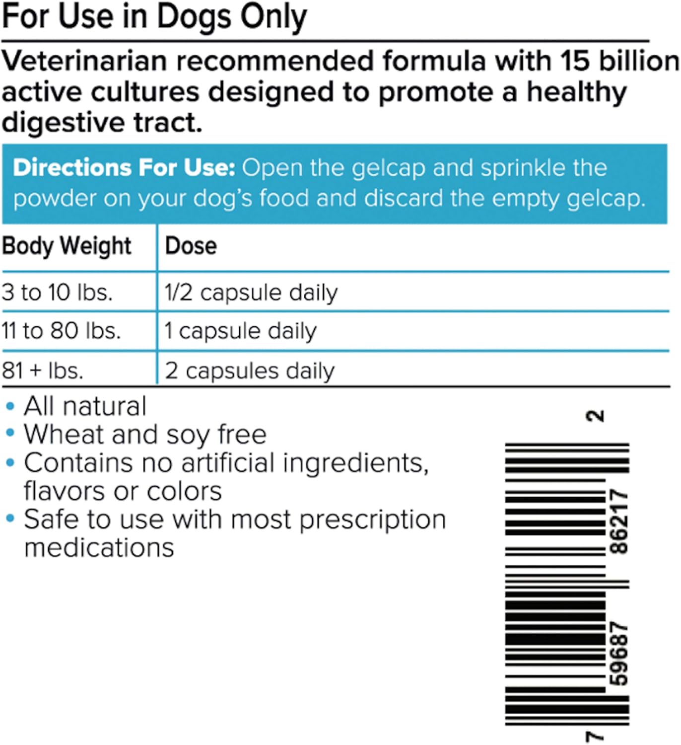 VetSmart Formulas Pet Probiotics for Dogs Supplement - Supports Digestive Enzymes for Nutrient Absorption - 15 Billion Active Probiotic Cultures Attack Inflammation to Prevent Infection : Pet Supplies