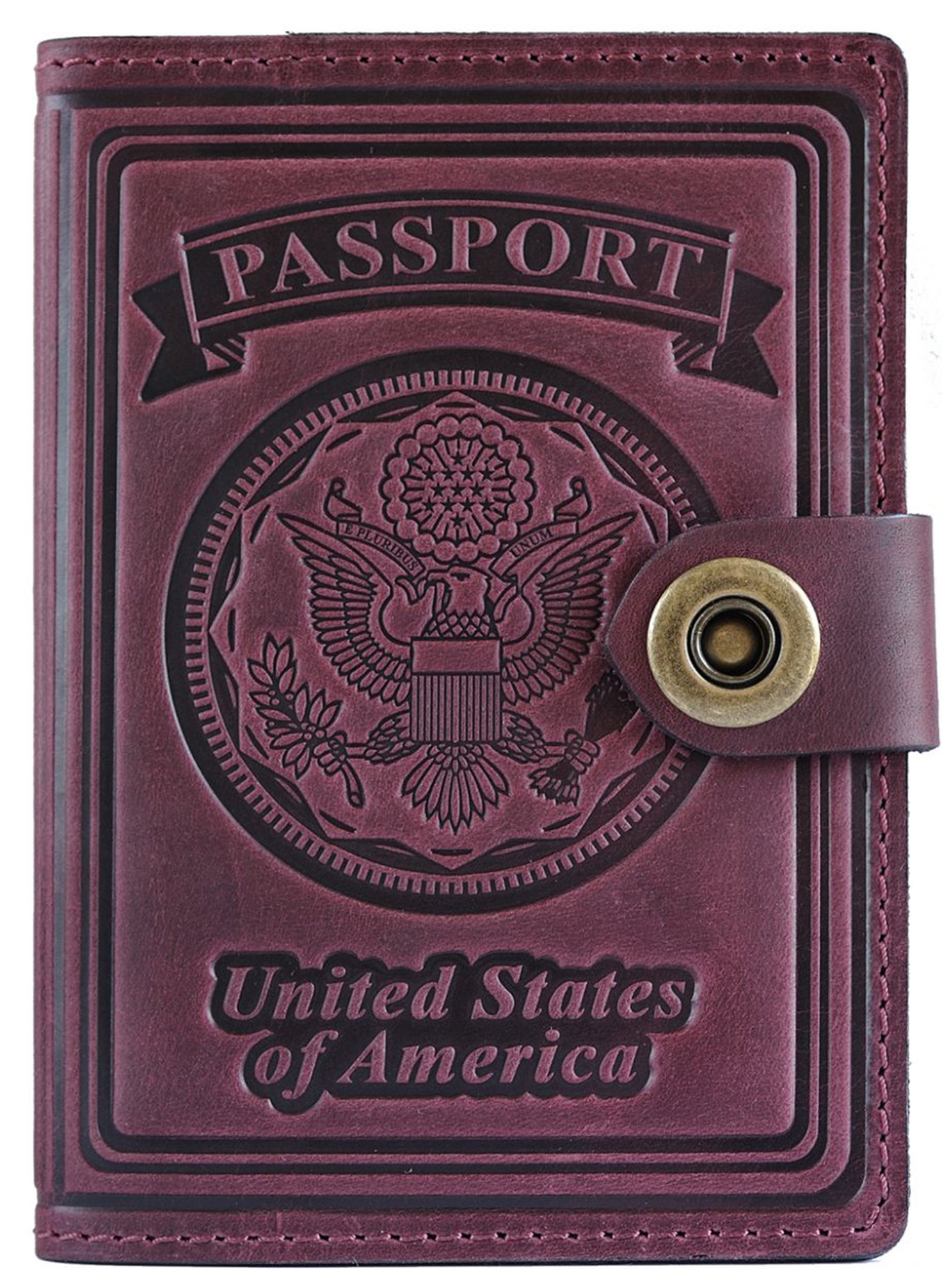 Leather US Passport Holder Cover RFID Blocking ID Card Wallet - Travel Case, Claret, Rfid Wallet