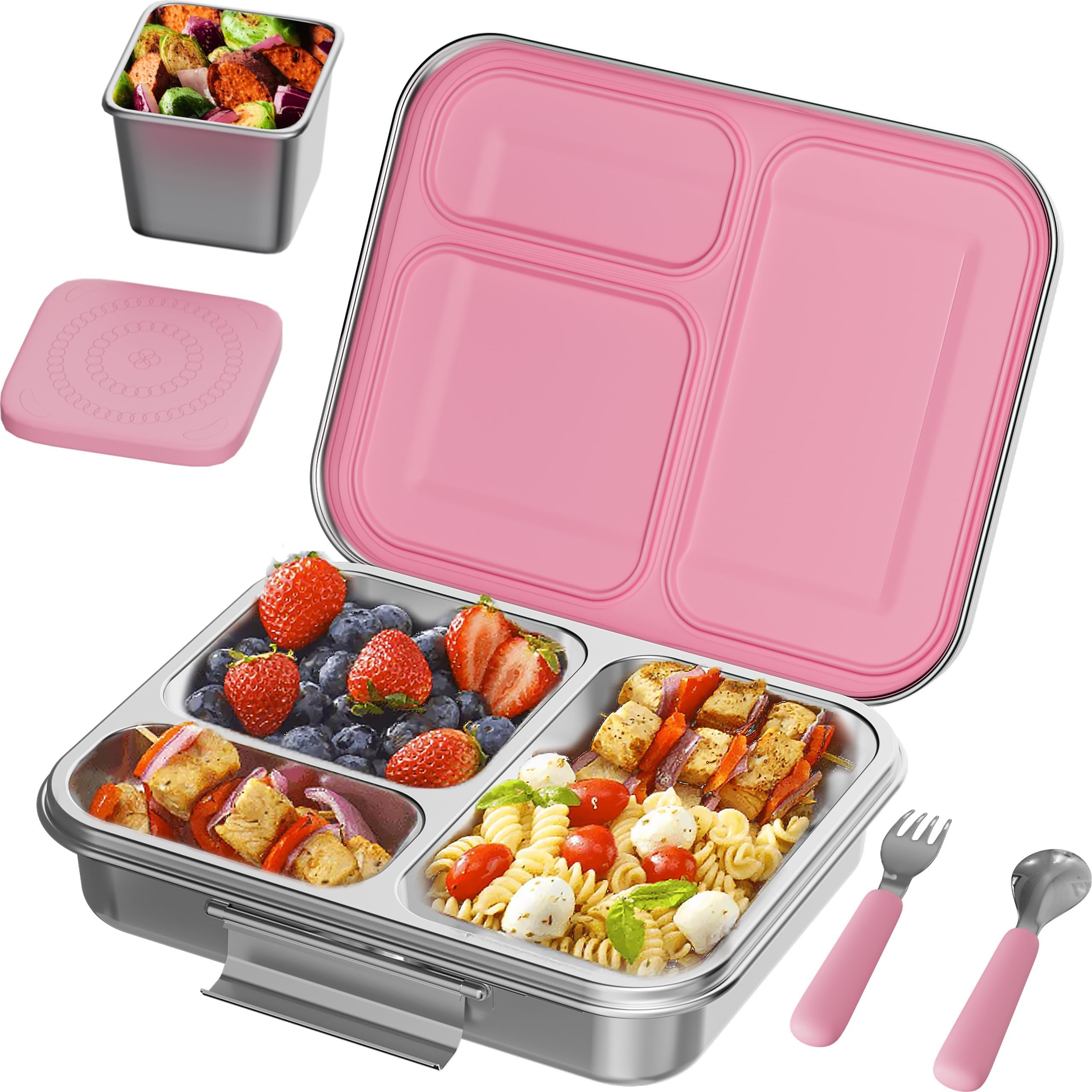 Amazon.com: AOHEA Large Stainless Steel Lunch Box - 3 Compartments ...