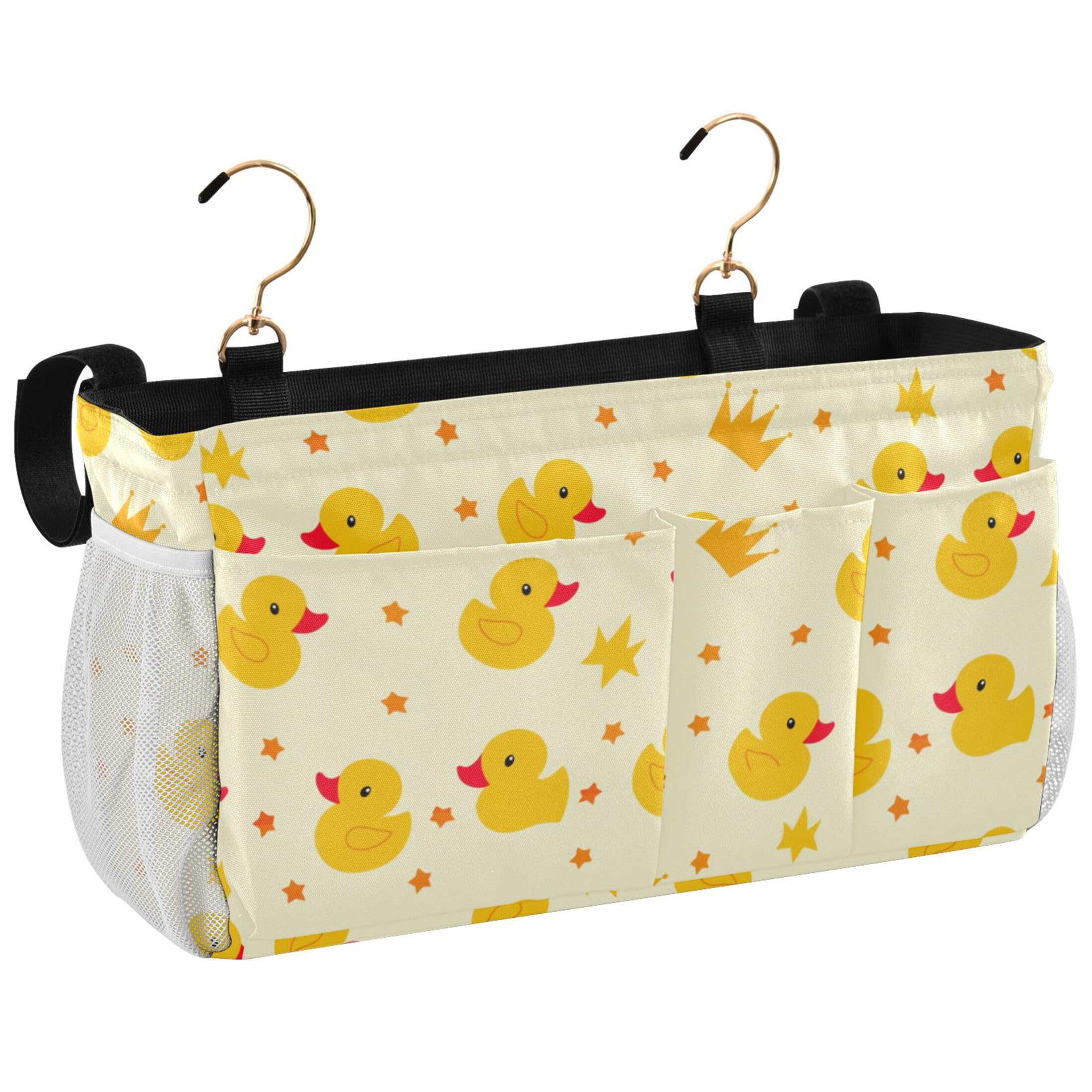 Burbuja Cute Rubber Ducks Bedside Caddy Hanging Storage Organizer with 2 Straps and Hooks for Home College Dorm Bunk Bed Hospital Bed Crib