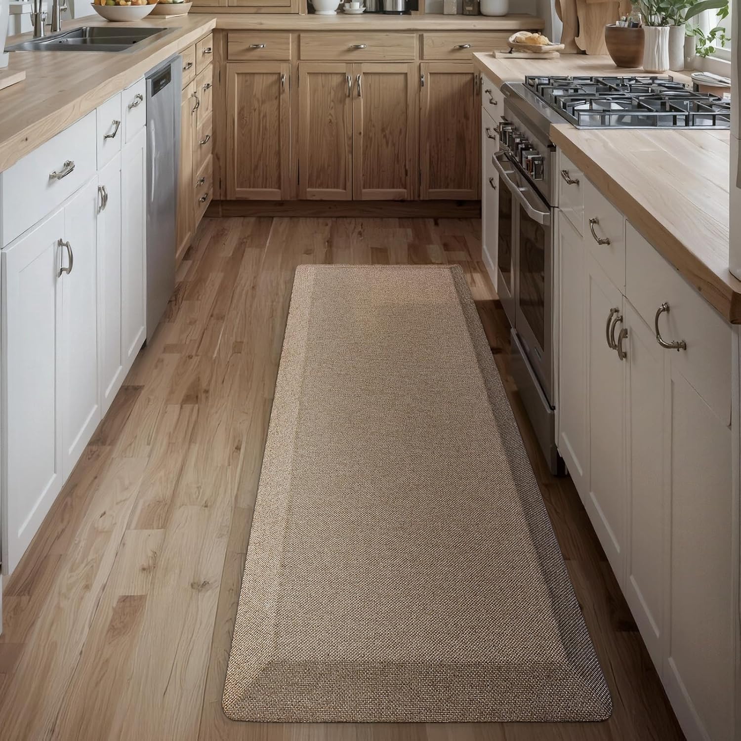 LUMI Anti Fatigue Cushioned Comfort Mats for Standing, 3/4 Thick Ergonomic Mats for Desk Office, Non-Slip, Ultra Soft, Memory Foam Rugs for Home, Kitchen, Laundry, 20x32, Beige