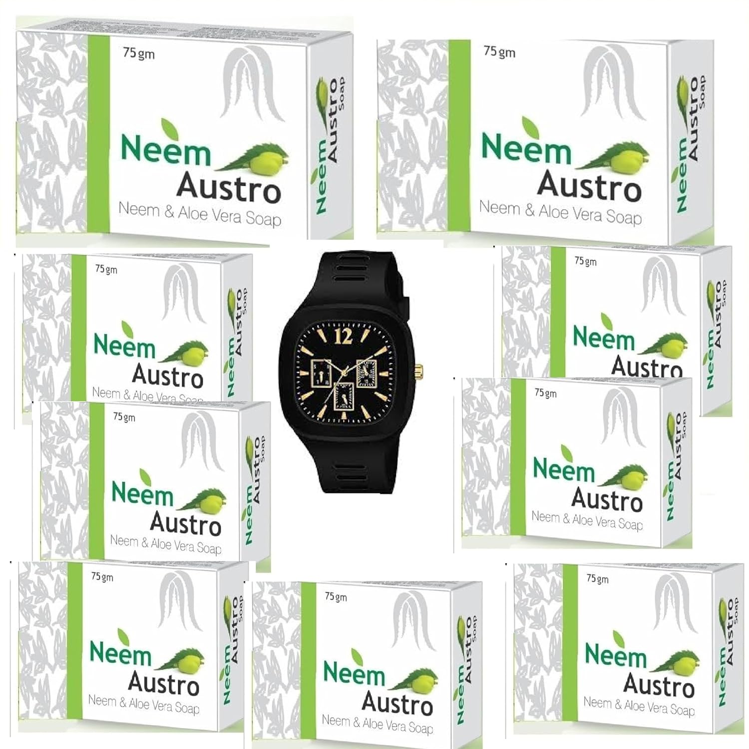 Buy Neem Austro Neem&Aloe vera soap (75gram) pack of 9 & pack of 1 miller watch Online at Low