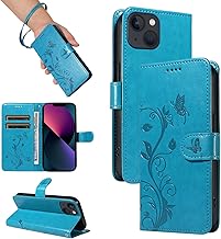 iPhone 14 Case, Magnetic Book Cover with Card Slots, PU Leather Wallet Case for iPhone 14, Blue