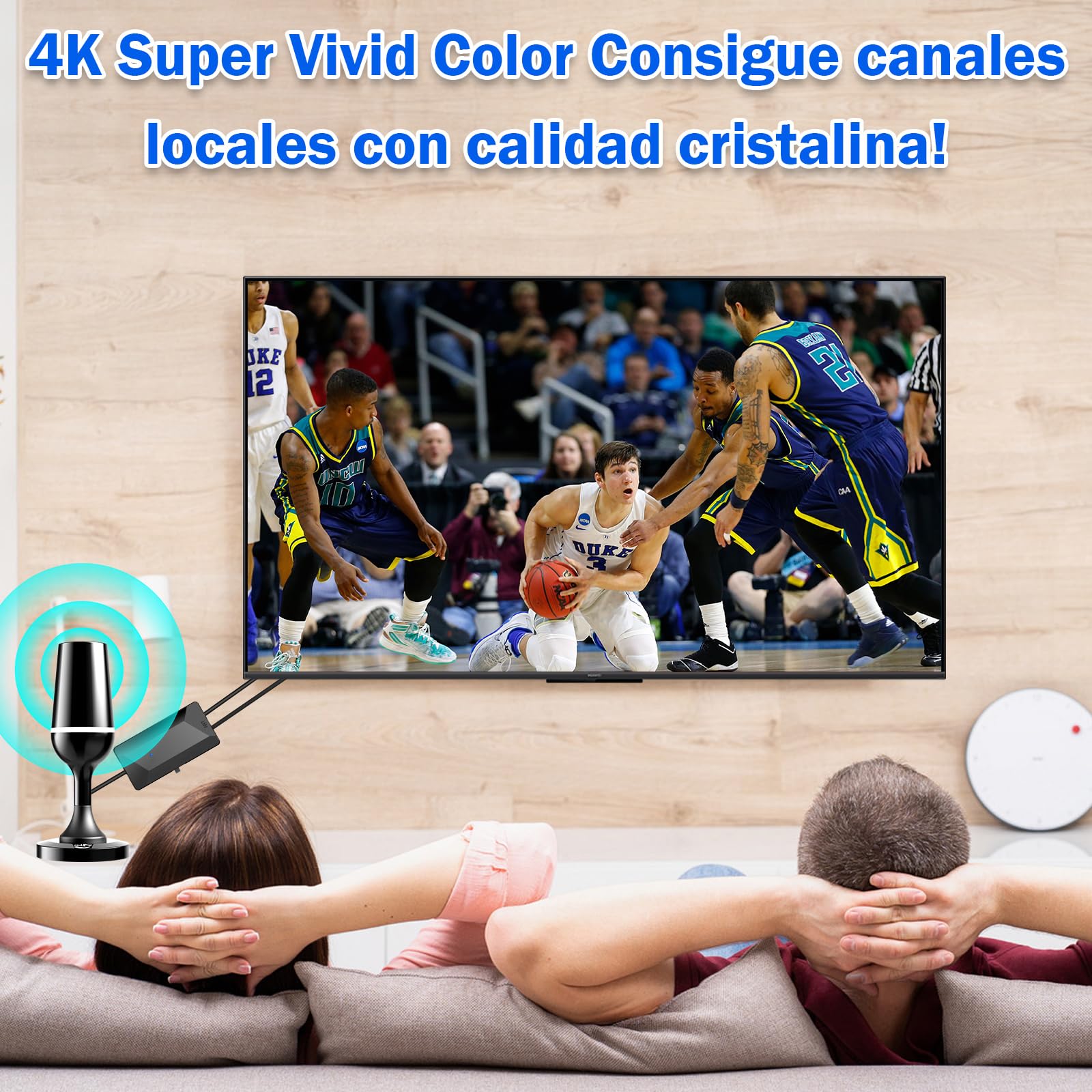 Antena TV Interior Potente, Recepción 80KM Larga Distancia, Antena TV Exterior Portátil con Base Magnética/Amplificador, Soporte 4K 1080P, DVB-T2 VHF UHF VHF- Todos los Televisores