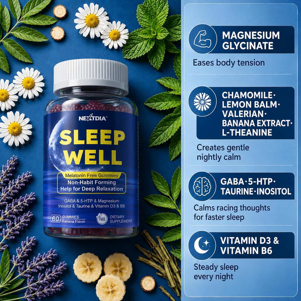 Nextdia Melatonin Free Adult Sleep Gummies, 300mg Magnesium Glycinate — Amazon image 8