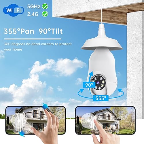Miniatura 8 de Eagle Eye Cámara 360, cámara de seguridad con bombilla 2K para exteriores, cámara de seguridad WiFi de 2.45 GHz, cámara de seguridad Eagleeye con