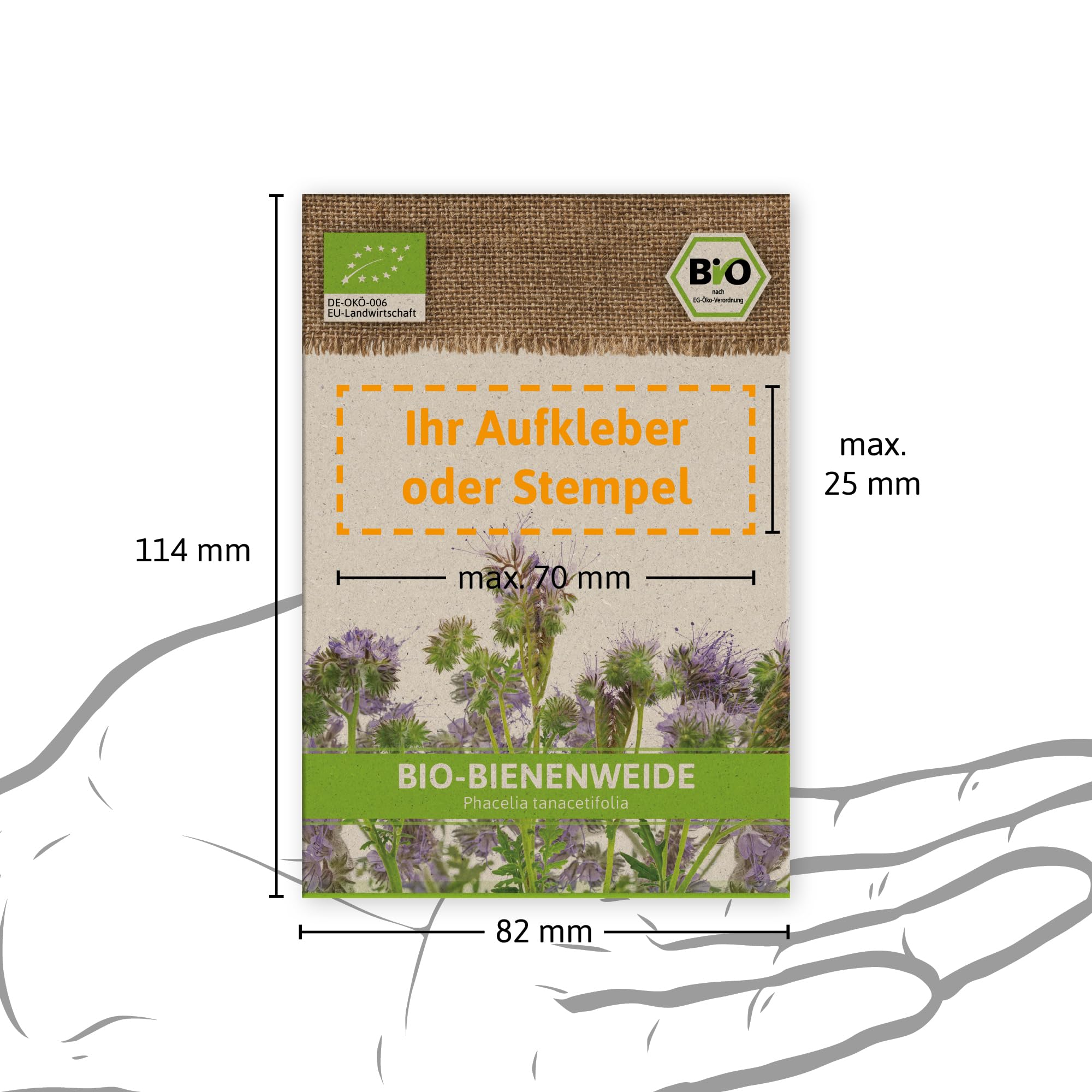 FLORTUS W5202-100x BIO Bienenweide für Werbezwecke (100 Tütchen) (BIO Phaceliasamen)