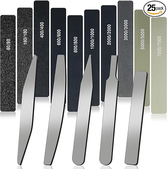 Honoson 25 Pcs Hobby Model Polishing Hand Files Tools Set Include 5 Pcs Glass Polishing Files and 20 Pcs Sanding Sticks Glass File for Plastic Models Wood Base Parts