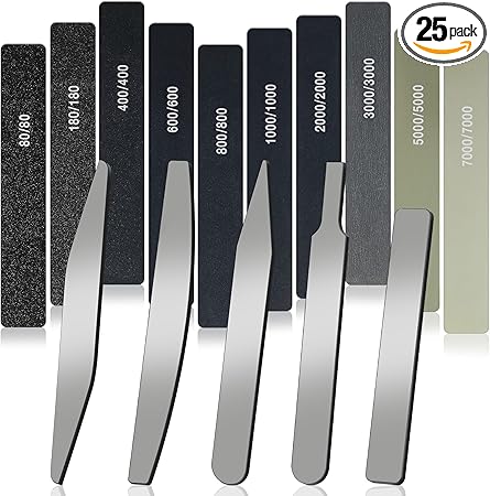 Honoson 25 Pcs Hobby Model Polishing Hand Files Tools Set Include 5 Pcs Glass Polishing Files and 20 Pcs Sanding Sticks Glass File for Plastic Models Wood Base Parts