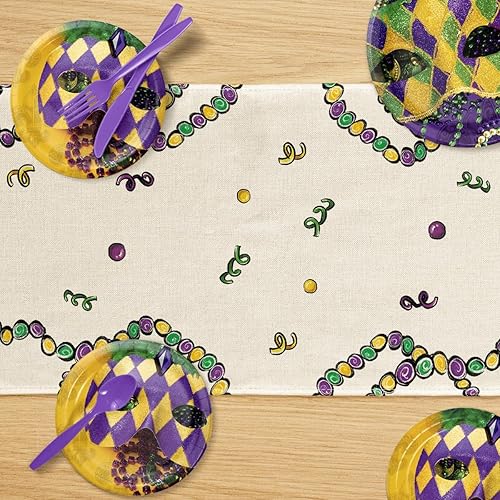 Miniatura 7 de Artoid Mode Máscara de lirios para carnaval Mardi Gras decoración de mesa de comedor de cocina de temporada para interiores fiestas hogar 13 x 60