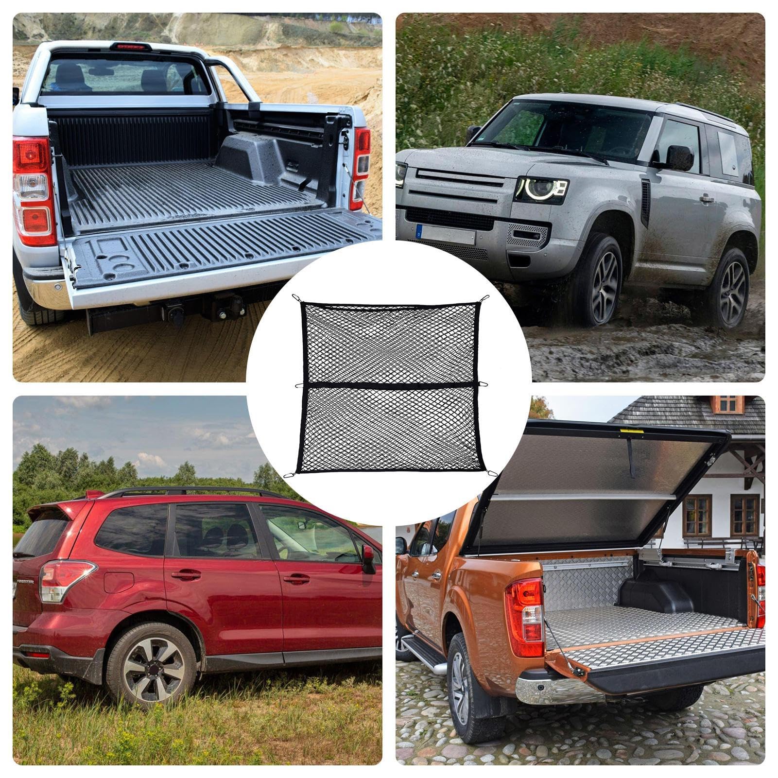 LKW-Ladeflächennetz Elastische Frachtnetze | Netz-Organizer für Auto, universelles Aufbewahrungs-Gepäcknetz mit Haken, hochelastisches Auto-Heck-Gepäcknetz