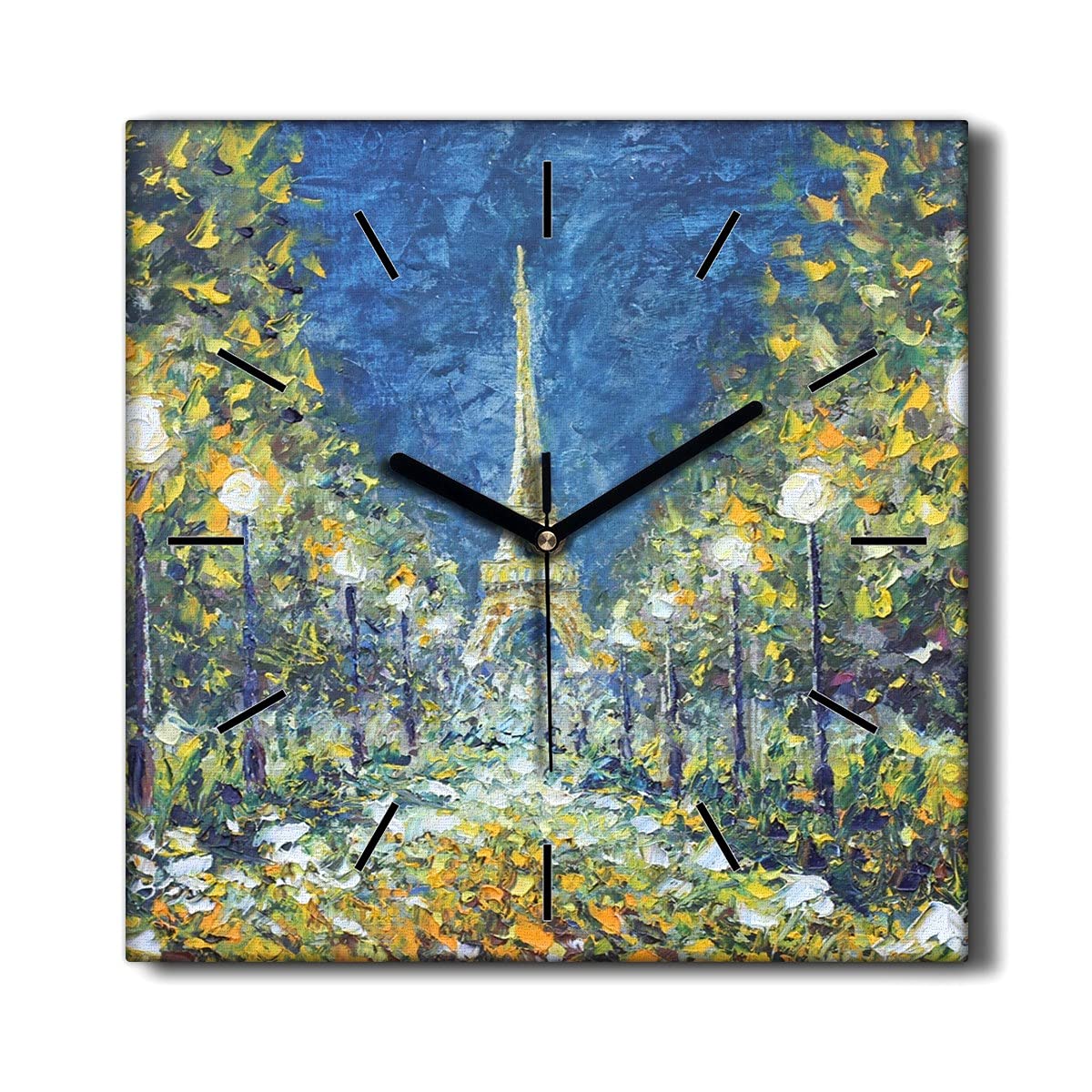 Horloge Murale Arbre Nuit Ambiance Salon Design Toile 30x30