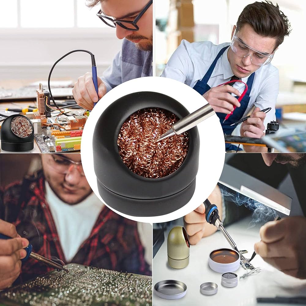 Soldering Tip Cleaner Soldering Iron Tip Cleaner Brass Tip Cleaner Kit And 6PCS Brass Ball Wire-Type With 1PC Ball Shell Holder For Cleaning Solder