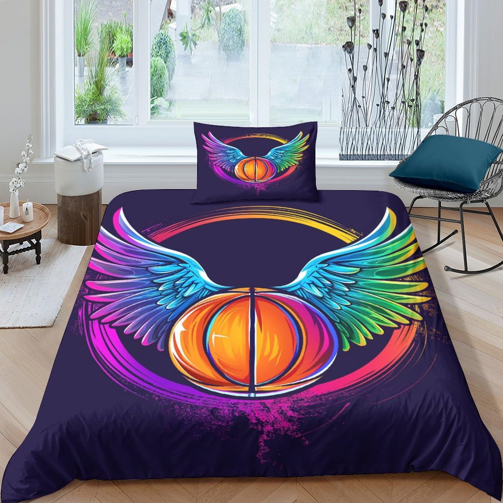 Housse de couette basket respirante et microfibre super douce ensemble de lit 3 pièces