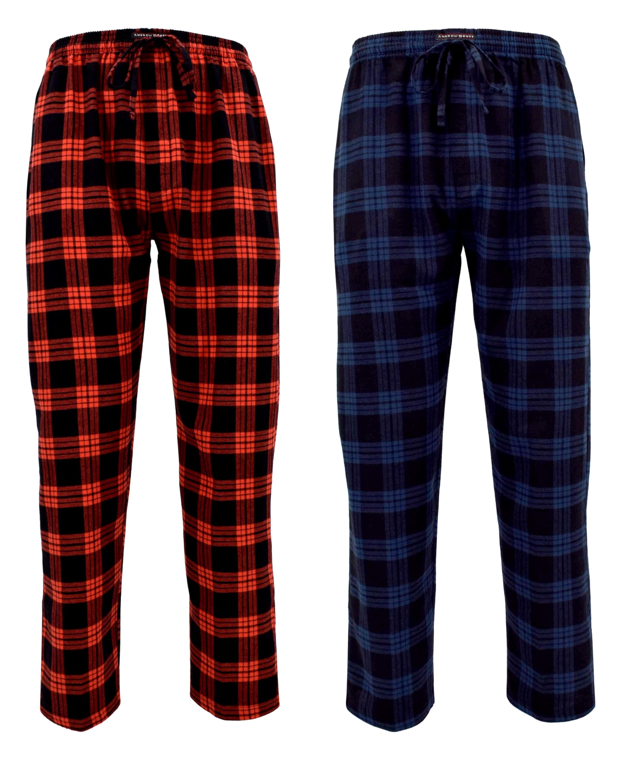 Andrew Scott Men's Flannel Drawstring Pajama Pants | Plush Flannel Fleece | Pockets | Drawstring