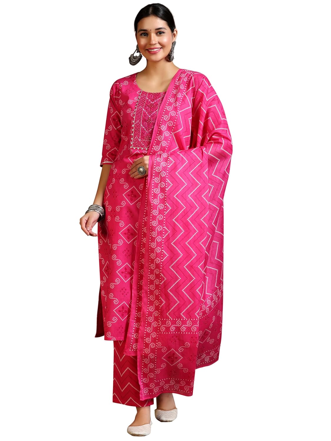Libas Women Bandhani Printed Cotton Straight Kurta Set With Dupatta - Review, Price and Buying Guide