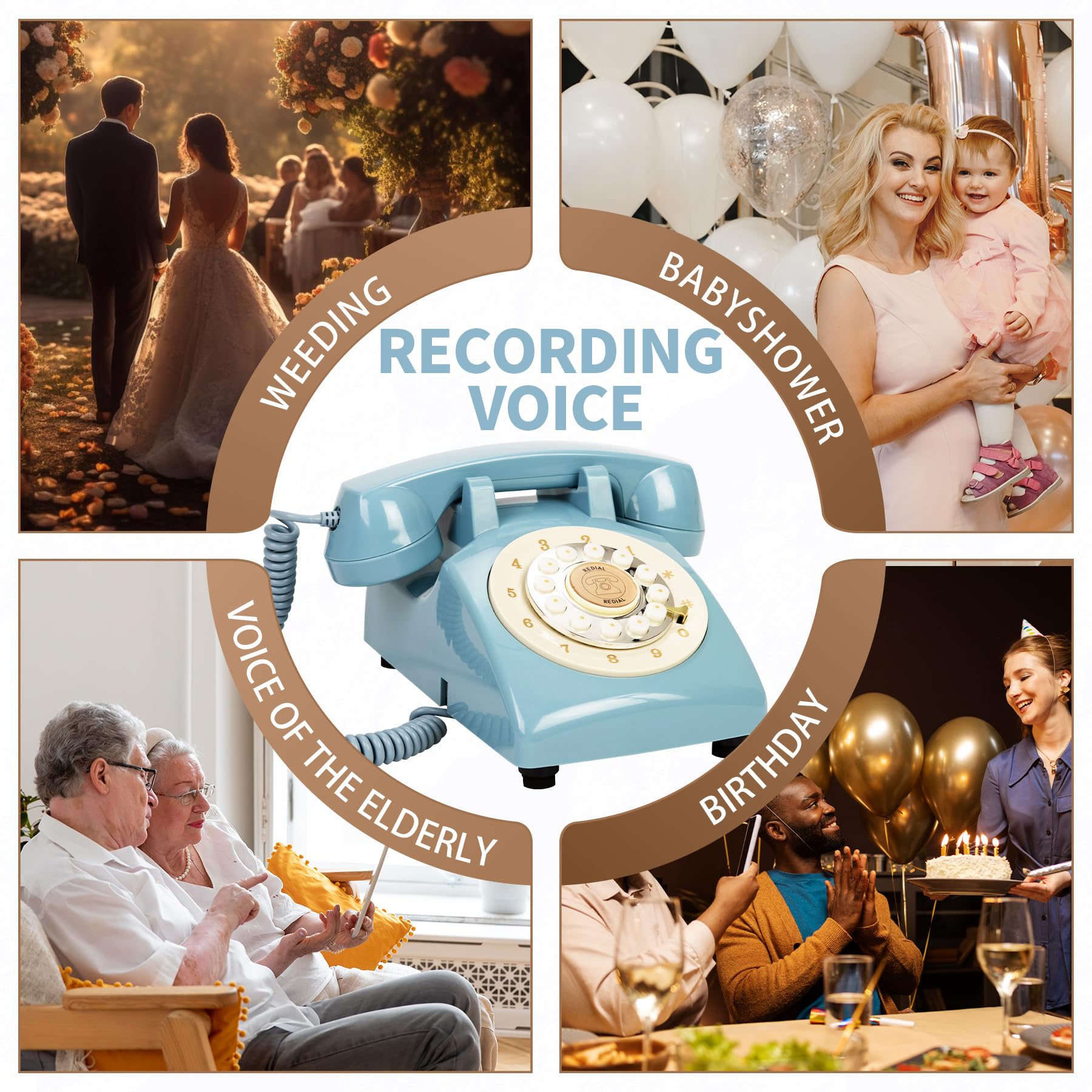 Libro degli Ospiti Audio per Matrimonio, Telefono con 32GB di Memoria per Messaggi Audio Personalizzati, Volume Regolabile, con Funzione di Riproduzione dei Messaggi, Adatto a Tutti i Tipi di