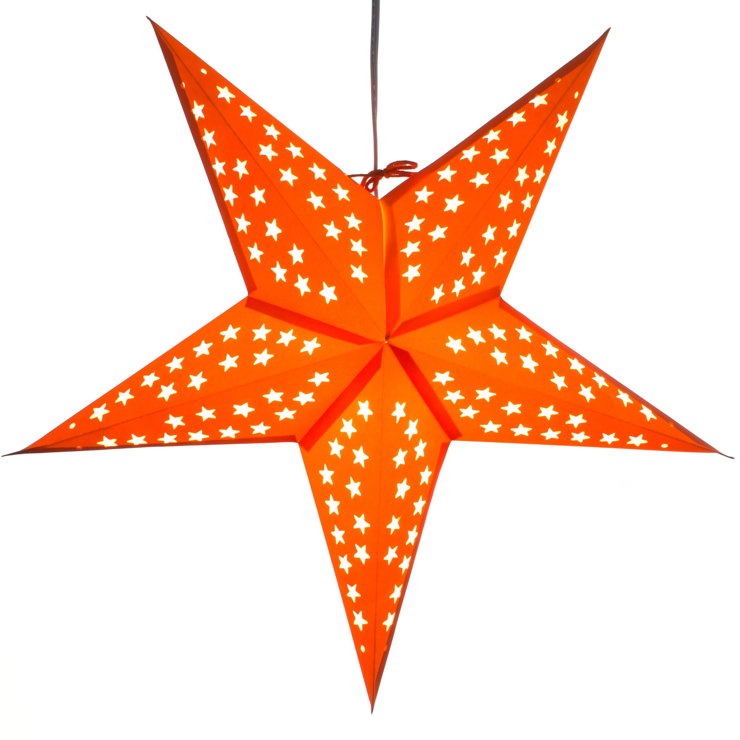 Orange 5 Pointed Paper Star Lantern with 12 Foot Power Cord Included