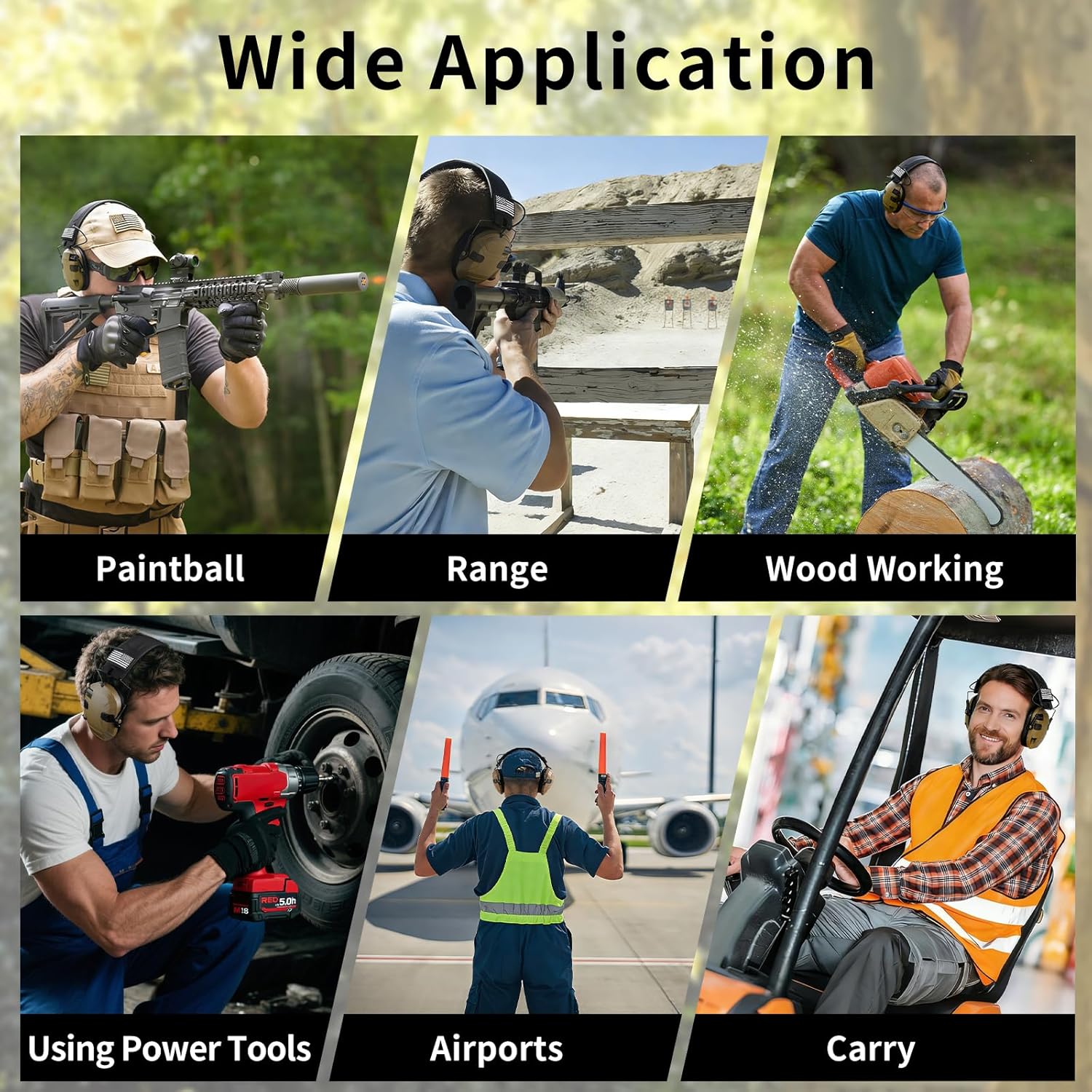 Electronic Shooting Ear Protection Earmuffs, 5X Sound Amplification Headphones with NRR 23dB Active Noise Reduction for Hunting & Gun Range