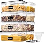 Vtopmart 9.5L 2 Pack Extra Large Flour Sugar Storage Containers, Airtight Kitchen Pantry Organization Canisters with Lids for Bulk Food, Rice, Baking Supplies, BPA Free, Black