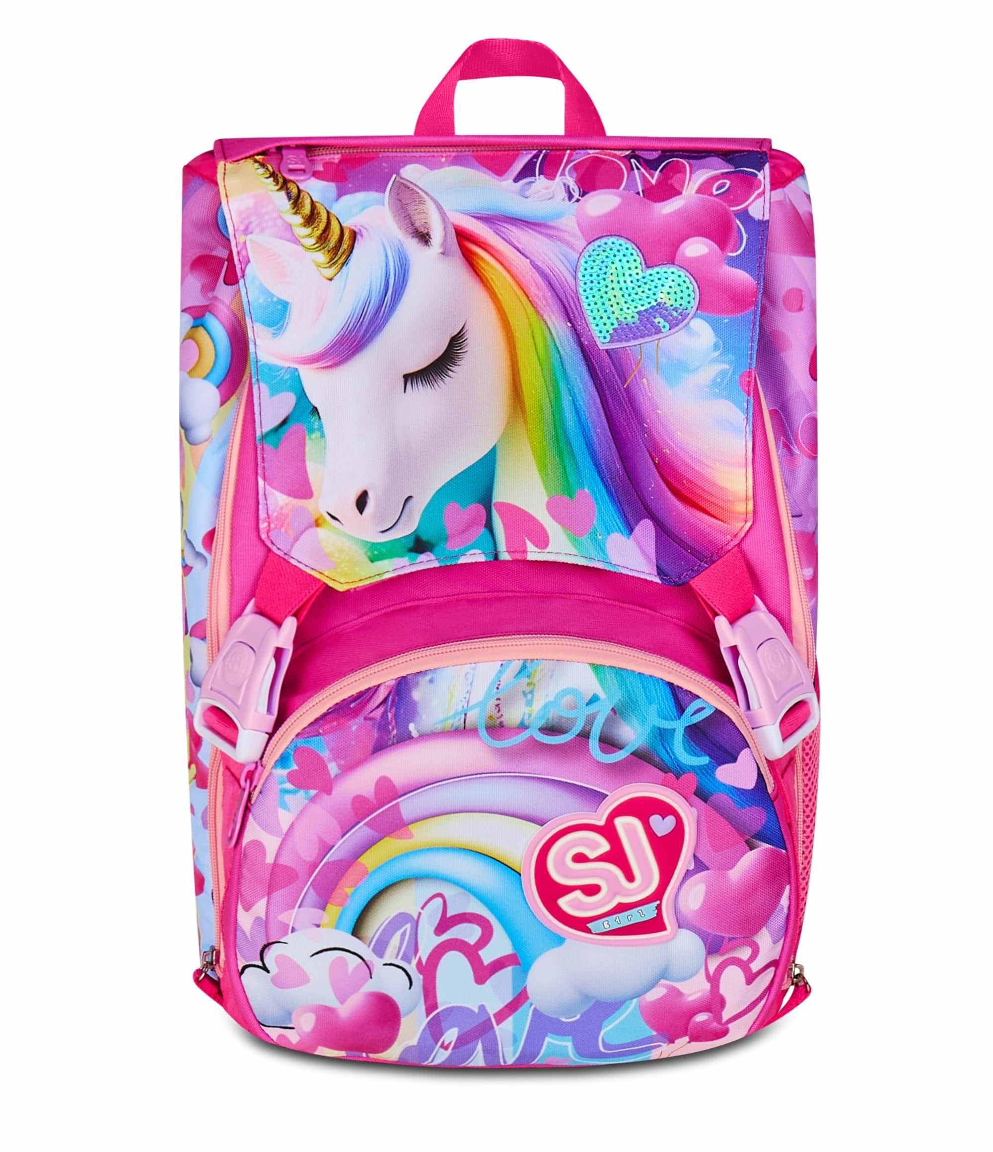 SJ GANG STYLE JAM GANG Scuola con Zaino Espandibile per Ragazze, Rosa Fucsia, con Divisa Interna, Borsa del Toccherà con