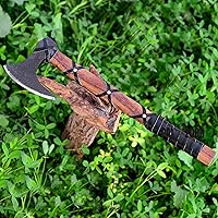 Vista 7 de Hacha personalizada, hacha hecha a mano, arma real de hacha vikinga, hacha de hacha, cabeza de hacha barbuda, hacha de campamento, hachas y hachas