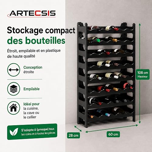 ARTECSIS Cantinetta Portabottiglie in Plastica Modulare 48 Bottiglie Nero - 3