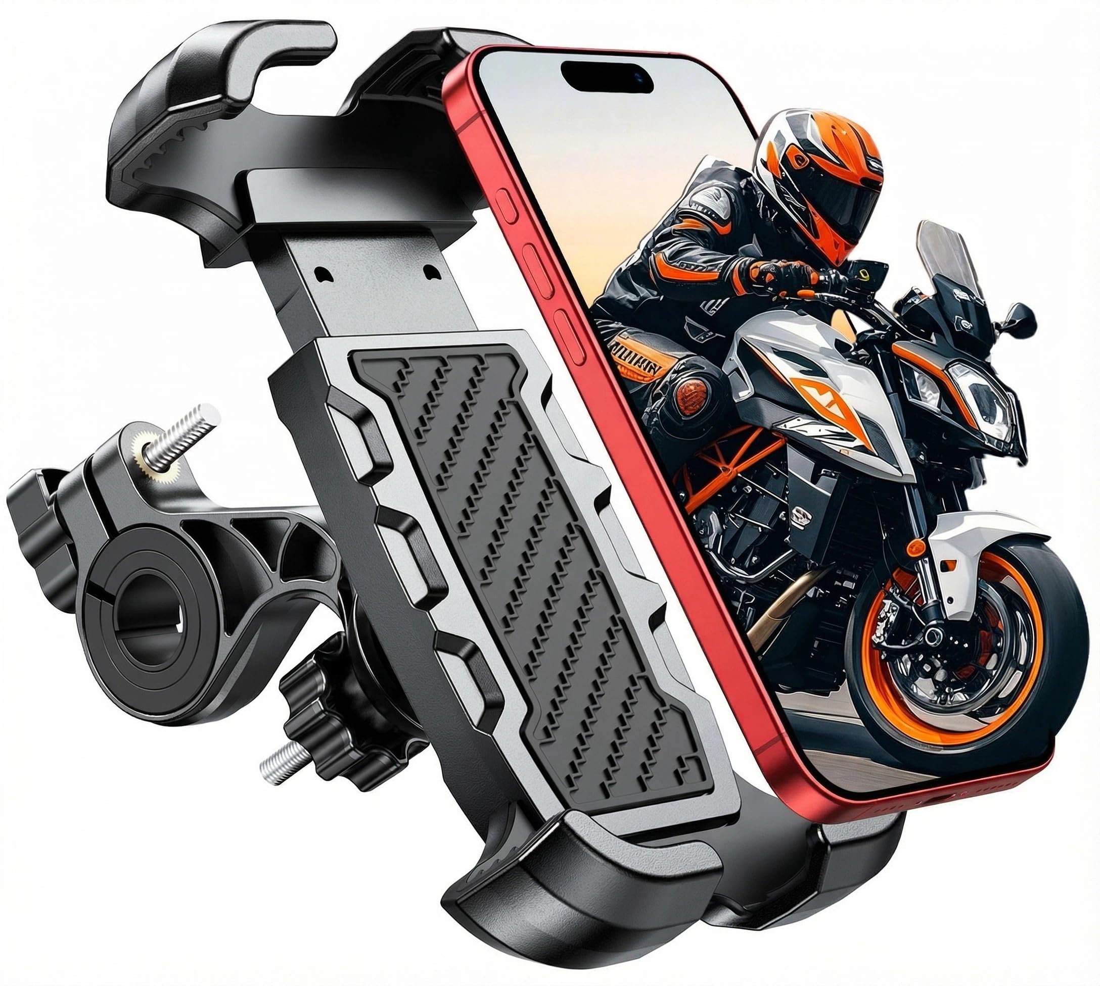 Mohard Porta Cellulare Bici, Stabile & Case Friendly 360° Rotabile Porta Cellulare Moto, ATV Scooter Supporto Telefono Bicicletta prt iPhone 13 Pro Max/12, Galaxy e Cellulari da 4.7-6.8", B5