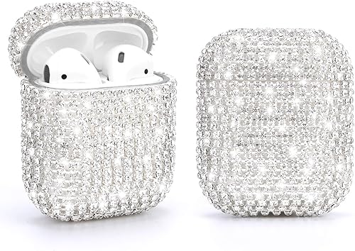 Gdrtwwh Diamond AirPods Carcasa para Apple Airpods, Diamantes de imitación de lujo hechos a mano Carcasas de protección para cargadores Carcasa