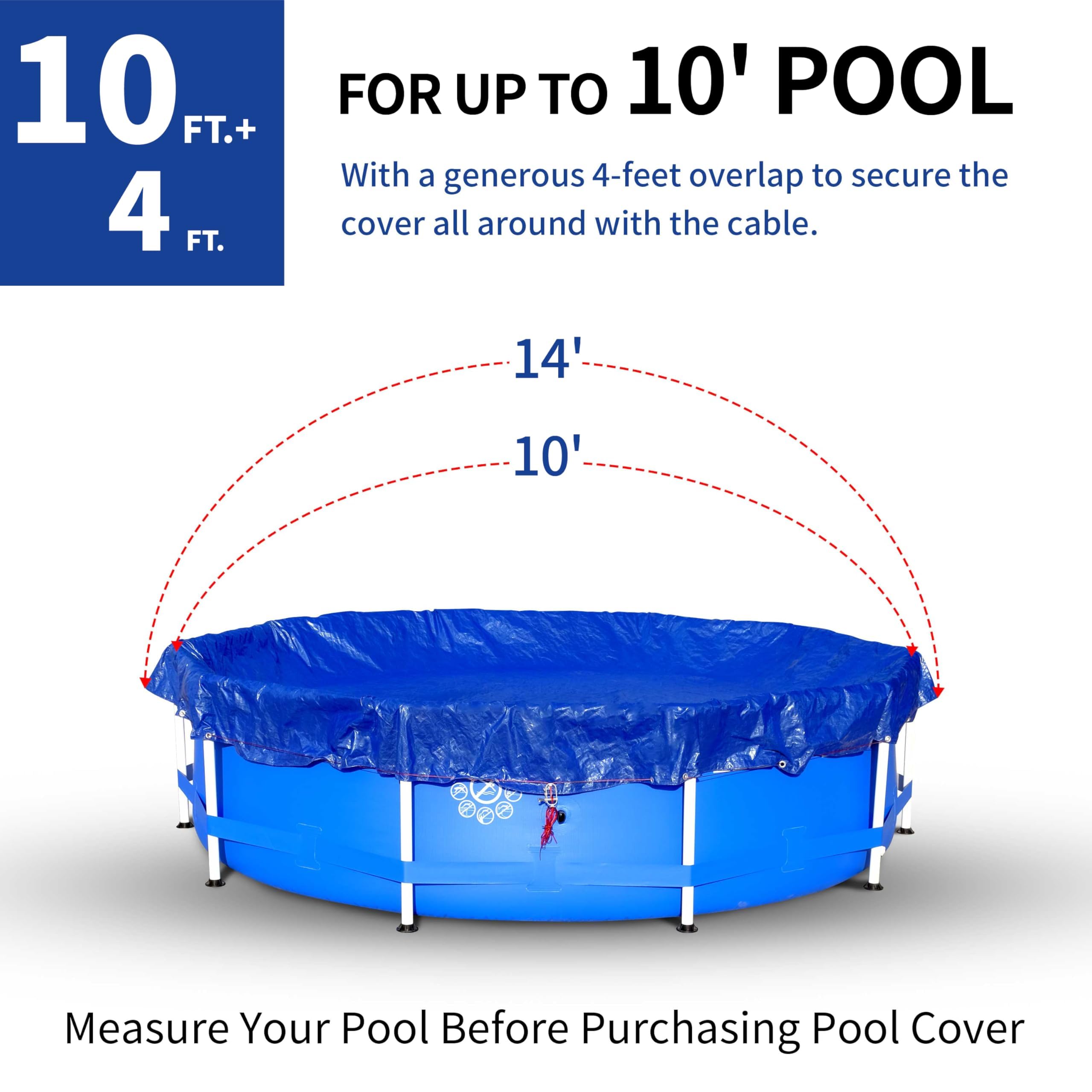 Poolabdeckung für oberirdischen Pool, 4,6 m, inklusive Seilwinde und Kabel, Stärke und Haltbarkeit, UV-Schutz, Blau/Schwarz (nur Abdeckung)