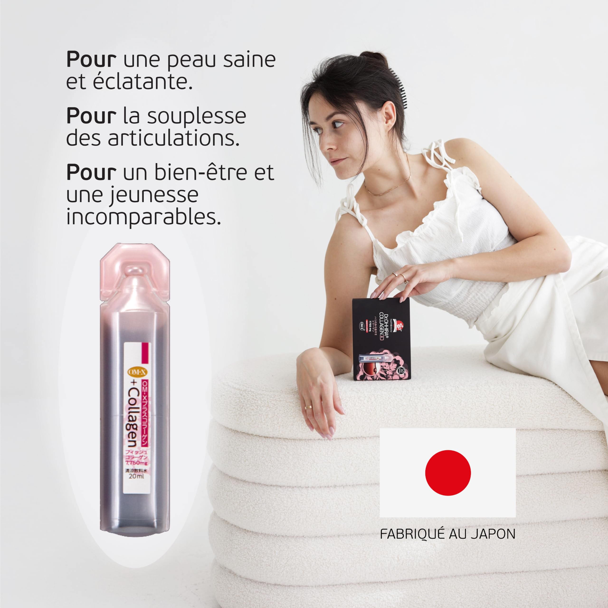 Collagen+ | Complément Alimentaire de Collagène Marin Liquide pour Femmes | Peptides de Collagène Hydrolysé Types I, II, III avec OM-X® et Acide Hyaluronique (200 ml – Pack de 10 fioles)