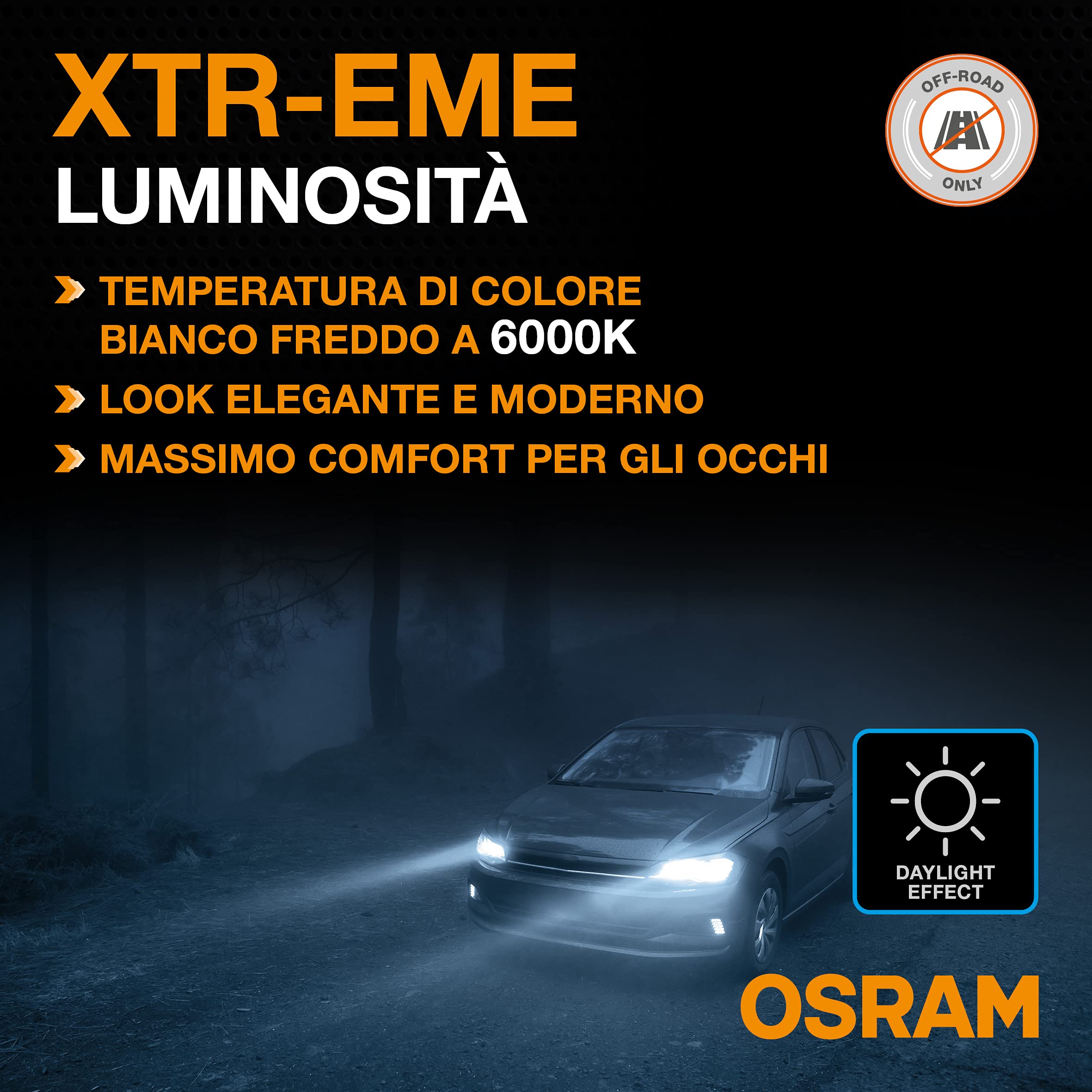 OSRAM LEDriving XTR, ?H7 lampade per fari, luce LED bianca fredda, solo fuoristrada, 64210DWXTR, scatola (2 lampade)
