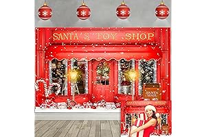 Santa's Toy Shop Photo Backdrop, 7x5FT Christmas Backdrops for Photography, Winter Wonderland...