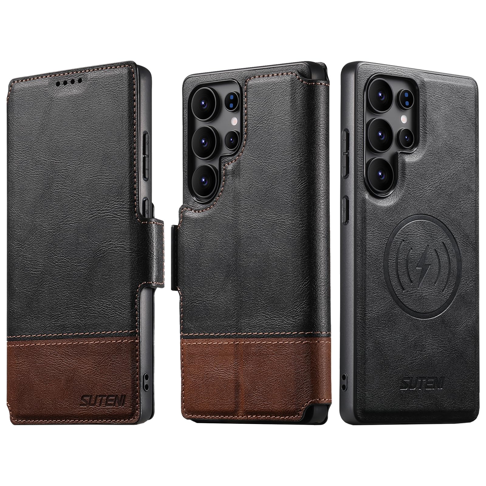 SINIANL for Samsung Galaxy S26 Ultra Leather Wallet Case Compatible with MagSafe Wireless Charging, Detachable Leather Cover with Card Slots Holder, Kickstand, Magnetic for Galaxy S26 Ultra Black