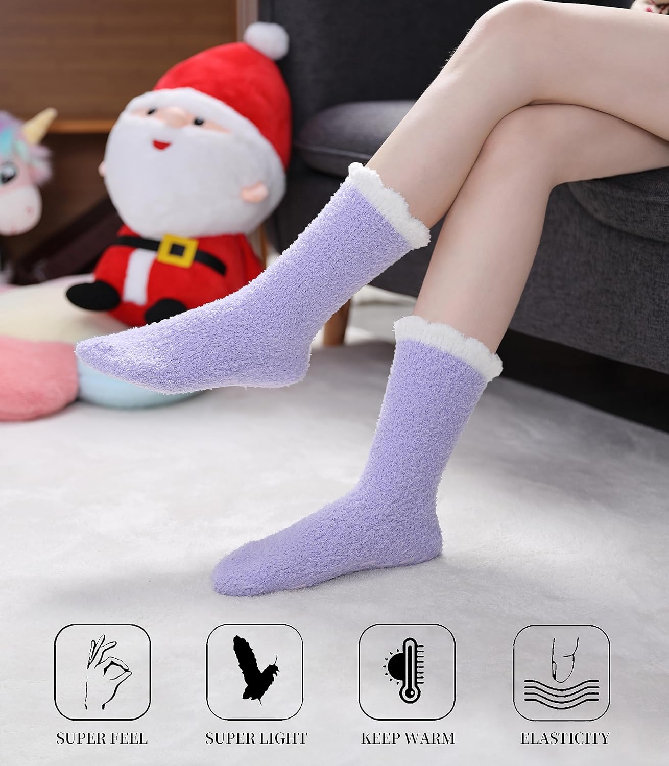 SDBING Non Slip Fuzzy Socks with Grips for Women - Hospital Slipper Socks - Image 6